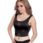 Polka Dots - Dark Sienna Brown on Black Crop Top