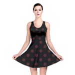 Polka Dots - Dark Sienna Brown on Black Reversible Skater Dress