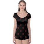 Polka Dots - Dark Sienna Brown on Black Boyleg Leotard (Ladies)