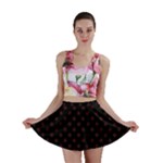 Polka Dots - Dark Sienna Brown on Black Mini Skirt