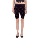 Polka Dots - Dark Sienna Brown on Black Yoga Cropped Leggings
