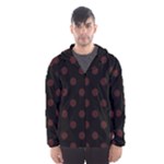 Polka Dots - Dark Sienna Brown on Black Hooded Wind Breaker (Men)