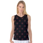 Polka Dots - Dark Sienna Brown on Black Women s Basketball Tank Top