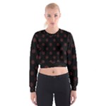 Polka Dots - Dark Sienna Brown on Black Women s Cropped Sweatshirt