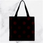 Polka Dots - Dark Sienna Brown on Black Zipper Grocery Tote Bag