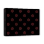 Polka Dots - Dark Sienna Brown on Black Deluxe Canvas 16  x 12  (Stretched)