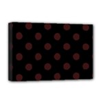 Polka Dots - Dark Sienna Brown on Black Deluxe Canvas 18  x 12  (Stretched)