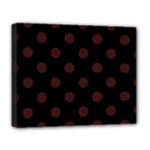 Polka Dots - Dark Sienna Brown on Black Deluxe Canvas 20  x 16  (Stretched)