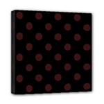 Polka Dots - Dark Sienna Brown on Black Mini Canvas 8  x 8  (Stretched)