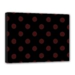 Polka Dots - Dark Sienna Brown on Black Canvas 16  x 12  (Stretched)