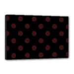 Polka Dots - Dark Sienna Brown on Black Canvas 18  x 12  (Stretched)
