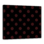 Polka Dots - Dark Sienna Brown on Black Canvas 24  x 20  (Stretched)