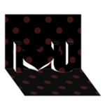 Polka Dots - Dark Sienna Brown on Black I Love You 3D Greeting Card (7x5)