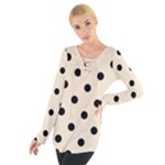 Polka Dots - Black on Champagne Orange Women s Tie Up Tee