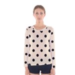 Polka Dots - Black on Champagne Orange Women s Long Sleeve T-shirt