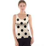 Polka Dots - Black on Champagne Orange Tank Top