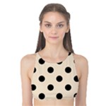 Polka Dots - Black on Champagne Orange Tank Bikini Top