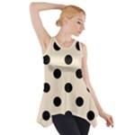 Polka Dots - Black on Champagne Orange Side Drop Tank Tunic