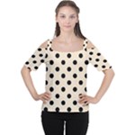 Polka Dots - Black on Champagne Orange Women s Cutout Shoulder Tee
