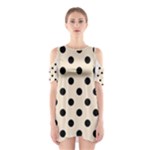 Polka Dots - Black on Champagne Orange Women s Cutout Shoulder Dress