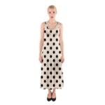 Polka Dots - Black on Champagne Orange Full Print Maxi Dress
