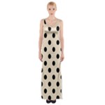 Polka Dots - Black on Champagne Orange Maxi Thigh Split Dress