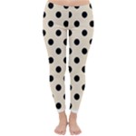Polka Dots - Black on Champagne Orange Winter Leggings