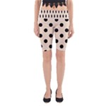 Polka Dots - Black on Champagne Orange Yoga Cropped Leggings