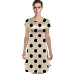 Polka Dots - Black on Champagne Orange Cap Sleeve Nightdress