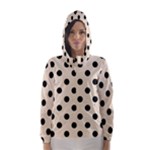 Polka Dots - Black on Champagne Orange Hooded Wind Breaker (Women)