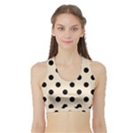 Polka Dots - Black on Champagne Orange Women s Sports Bra with Border