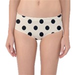 Polka Dots - Black on Champagne Orange Mid-Waist Bikini Bottoms