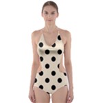 Polka Dots - Black on Champagne Orange Cut-Out One Piece Swimsuit