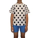 Polka Dots - Black on Champagne Orange Kid s Short Sleeve Swimwear