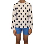 Polka Dots - Black on Champagne Orange Kid s Long Sleeve Swimwear