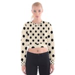 Polka Dots - Black on Champagne Orange Women s Cropped Sweatshirt