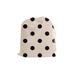 Polka Dots - Black on Champagne Orange Drawstring Pouch (M)