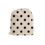 Polka Dots - Black on Champagne Orange Drawstring Pouch (L)