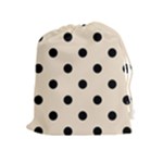 Polka Dots - Black on Champagne Orange Drawstring Pouch (XL)