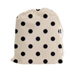 Polka Dots - Black on Champagne Orange Drawstring Pouch (XXl)