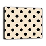 Polka Dots - Black on Champagne Orange Canvas 14  x 11  (Stretched)
