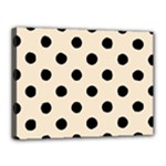 Polka Dots - Black on Champagne Orange Canvas 16  x 12  (Stretched)