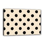 Polka Dots - Black on Champagne Orange Canvas 18  x 12  (Stretched)