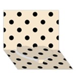 Polka Dots - Black on Champagne Orange Heart Bottom 3D Greeting Card (7x5)