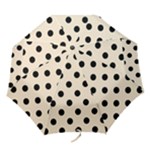Polka Dots - Black on Champagne Orange Folding Umbrella