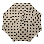 Polka Dots - Black on Champagne Orange Hook Handle Umbrella (Small)