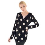 Polka Dots - Champagne Orange on Black Women s Tie Up Tee