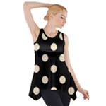 Polka Dots - Champagne Orange on Black Side Drop Tank Tunic