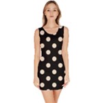 Polka Dots - Champagne Orange on Black Bodycon Dress