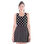 Polka Dots - Champagne Orange on Black Scoop Neck Skater Dress